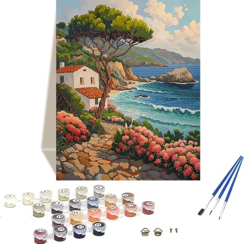 LUOLYYEI Malen Nach Zahlen Erwachsene 100 x 135 cm Kleines Format - Malen Nach Zahlen Kinder Meer - Landschaft Paint by Numbers Basteln DIY Bastelset Leinwand Als Geschenk Home Wand Dekor S-O von LUOLYYEI