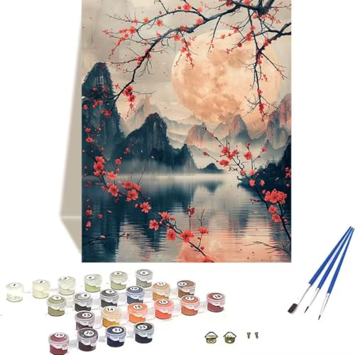 LUOLYYEI Malen Nach Zahlen Erwachsene 100 x 135 cm Kleines Format - Malen Nach Zahlen Kinder Mond - Landschaft Paint by Numbers Basteln DIY Bastelset Leinwand Als Geschenk Home Wand Dekor 1-E von LUOLYYEI