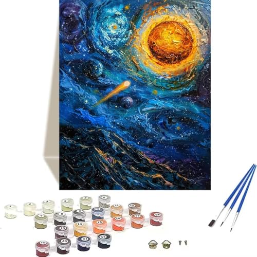 LUOLYYEI Malen Nach Zahlen Erwachsene 100 x 135 cm Kleines Format - Malen Nach Zahlen Kinder Planet - Sternenhimmel Paint by Numbers Basteln DIY Bastelset Leinwand Als Geschenk Home Wand Dekor S-2 von LUOLYYEI