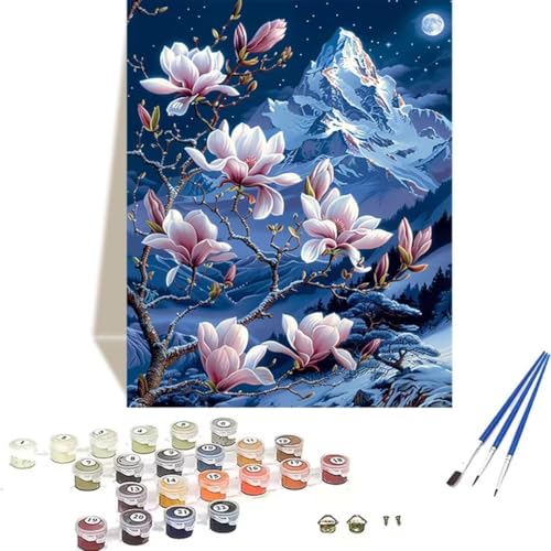 LUOLYYEI Malen Nach Zahlen Erwachsene 100 x 135 cm Kleines Format - Malen Nach Zahlen Kinder Schneeberg - Blume Paint by Numbers Basteln DIY Bastelset Leinwand Als Geschenk Home Wand Dekor C-2 von LUOLYYEI