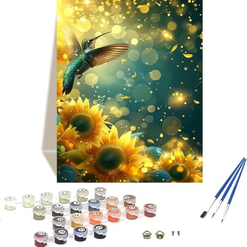 LUOLYYEI Malen Nach Zahlen Erwachsene 100 x 135 cm Kleines Format - Malen Nach Zahlen Kinder Sonnenblume - Vogel Paint by Numbers Basteln DIY Bastelset Leinwand Als Geschenk Home Wand Dekor I-4 von LUOLYYEI