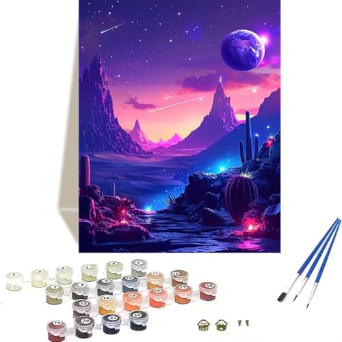 LUOLYYEI Malen Nach Zahlen Erwachsene 100 x 135 cm Kleines Format - Malen Nach Zahlen Kinder Sternenhimmel - Mond Paint by Numbers Basteln DIY Bastelset Leinwand Als Geschenk Home Wand Dekor M-P von LUOLYYEI