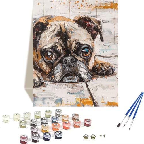 LUOLYYEI Malen Nach Zahlen Erwachsene 100 x 135 cm Kleines Format - Malen Nach Zahlen Kinder Tier - Hund Paint by Numbers Basteln DIY Bastelset Leinwand Als Geschenk Home Wand Dekor L-7 von LUOLYYEI