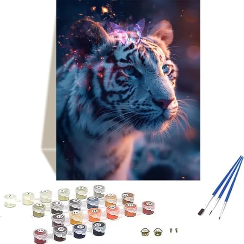 LUOLYYEI Malen Nach Zahlen Erwachsene 100 x 135 cm Kleines Format - Malen Nach Zahlen Kinder Tier - Tiger Paint by Numbers Basteln DIY Bastelset Leinwand Als Geschenk Home Wand Dekor 1-2 von LUOLYYEI