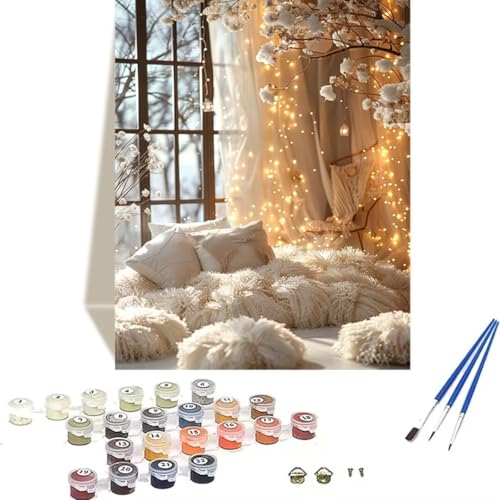 LUOLYYEI Malen Nach Zahlen Erwachsene 100 x 135 cm Kleines Format - Malen Nach Zahlen Kinder Winter - Blume Paint by Numbers Basteln DIY Bastelset Leinwand Als Geschenk Home Wand Dekor 8-2 von LUOLYYEI