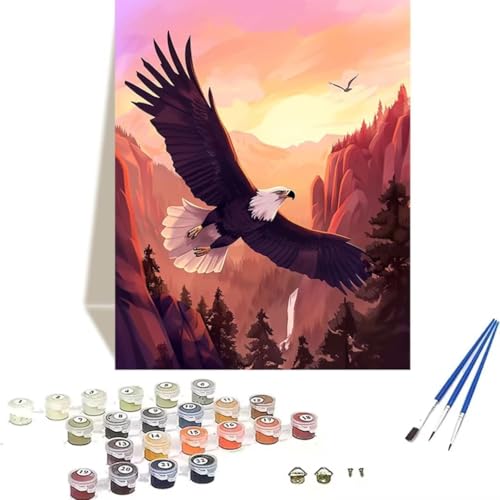 LUOLYYEI Malen Nach Zahlen Erwachsene Adler, Malen Nach Zahlen Kinder Paint by Numbers, DIY Tier mit Pinseln und Acrylfarben Handgemalt Ölgemälde Leinwand für Home Décor, Ohne Rahmen 100x135cm 7-U von LUOLYYEI