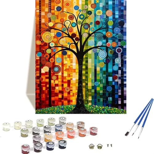 LUOLYYEI Malen Nach Zahlen Erwachsene Baum, Malen Nach Zahlen Kinder Paint by Numbers, DIY Abstrakt mit Pinseln und Acrylfarben Handgemalt Ölgemälde Leinwand für Home Décor, Ohne Rahmen 100x135cm 9-8 von LUOLYYEI