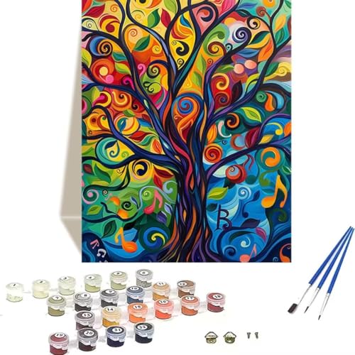 LUOLYYEI Malen Nach Zahlen Erwachsene Baum, Malen Nach Zahlen Kinder Paint by Numbers, DIY Abstrakt mit Pinseln und Acrylfarben Handgemalt Ölgemälde Leinwand für Home Décor, Ohne Rahmen 100x135cm S-I von LUOLYYEI