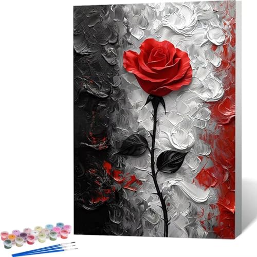 LUOLYYEI Malen Nach Zahlen Erwachsene Blume Rose - Paint by Numbers Mit Pinseln und Acrylfarbe, DIY Set Basteln Erwachsene mit Pinseln und Acrylfarben für Home Decor 60 x 80 cm R-Z von LUOLYYEI