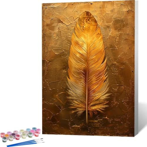 LUOLYYEI Malen Nach Zahlen Erwachsene DIY Malen Nach Zahlen Ölgemälde Leinwand Set mit Pinsel und Acrylpigment für Frauen Home Deko Geburtstag Geschenk - 60 x 80cm Traum Feder B-0 von LUOLYYEI