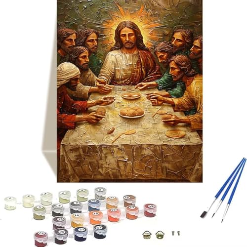 LUOLYYEI Malen Nach Zahlen Erwachsene Das Letzte Abendmahl, Malen Nach Zahlen Kinder DIY Handgemalt Ölgemälde Kit für Anfänger und Erwachsene Mit Acrylfarbe Jesus Malen nach Zahlen 100 x 135 cm L-3 von LUOLYYEI