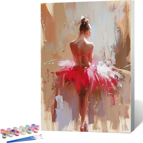 LUOLYYEI Malen Nach Zahlen Erwachsene Frau Ballett, Paint by Numbers DIY Handgemalt Ölgemälde Leinwand Kits Mit Pinsels und Acrylfarbe Als Geschenke und Heimdekoration, Ohne Rahmen (40x50cm) 6-F von LUOLYYEI