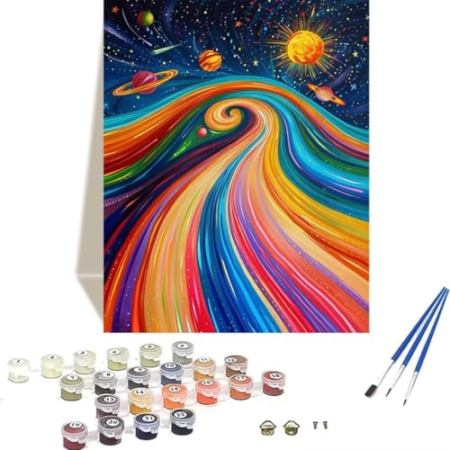 LUOLYYEI Malen Nach Zahlen Erwachsene Galaxis - Malen Nach Zahlen Kinder Planet - DIY Handgemalt Ölgemälde Kit Mit Knitterfreie Leinwand, Pinsels und Acrylfarbe - Als Home Wand Dekor 70x95cm 1-1 von LUOLYYEI