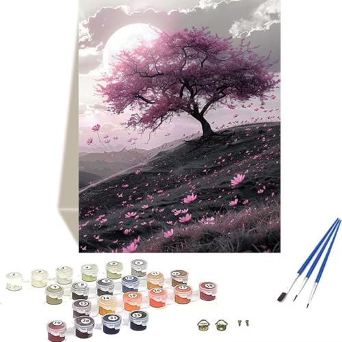 LUOLYYEI Malen Nach Zahlen Erwachsene Landschaft - Malen Nach Zahlen Kinder Mond - DIY Handgemalt Ölgemälde Kit Mit Knitterfreie Leinwand, Pinsels und Acrylfarbe - Als Home Wand Dekor 70x95cm L-9 von LUOLYYEI