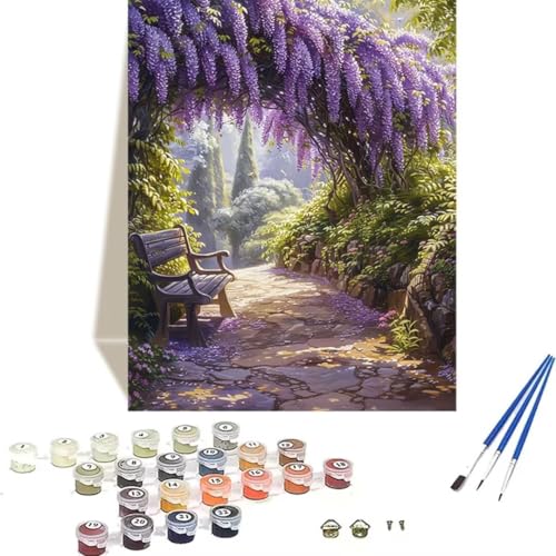 LUOLYYEI Malen Nach Zahlen Erwachsene Lavendel, Malen Nach Zahlen Kinder DIY Handgemalt Ölgemälde Kit für Anfänger und Erwachsene Mit Acrylfarbe Landschaft Malen nach Zahlen 100 x 135 cm 7-W von LUOLYYEI