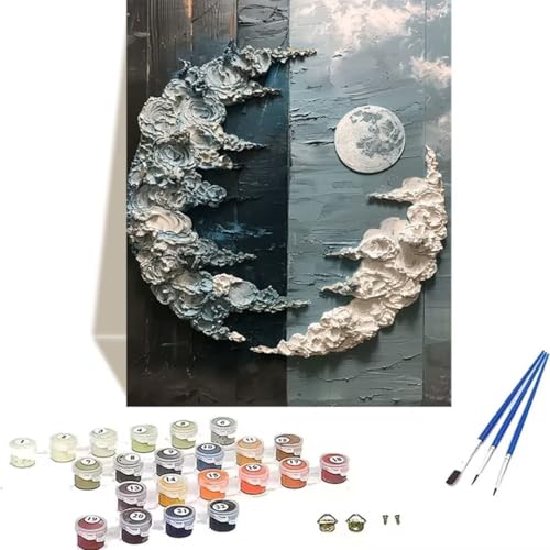 LUOLYYEI Malen Nach Zahlen Erwachsene Mond, Landschaft Malen Nach Zahlen Kinder DIY Leinen Leinwand Ölgemälde Kits, Home Haus Decor Geschenk mit Pinsel und Acrylpigment, (40x50cm) (Ohne Rahmen) 3-1 von LUOLYYEI