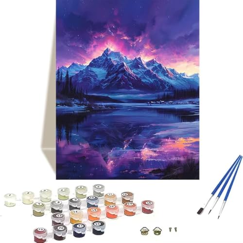 LUOLYYEI Malen Nach Zahlen Erwachsene Schneeberg, Malen Nach Zahlen Kinder DIY Handgemalt Ölgemälde Kit für Anfänger und Erwachsene Mit Acrylfarbe Landschaft Malen nach Zahlen 60 x 80 cm H-4 von LUOLYYEI