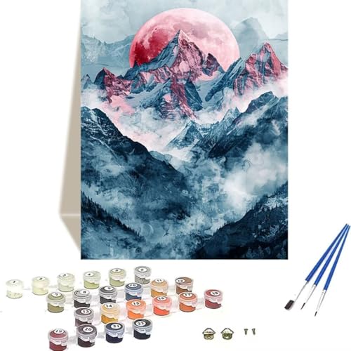 LUOLYYEI Malen Nach Zahlen Erwachsene Sonne, Malen Nach Zahlen Schneeberg Malen Nach Zahlen Kinder Handgemalt Ölgemälde Kit für Anfänger und Kinder und Acrylfarbe Malen nach Zahlen-40 x 50 cm B-1 von LUOLYYEI