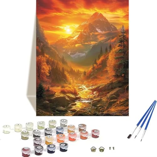 LUOLYYEI Malen Nach Zahlen Erwachsene Sonnenuntergang, Malen Nach Zahlen Kinder DIY Handgemalt Ölgemälde Kit für Anfänger und Erwachsene Mit Acrylfarbe Landschaft Malen nach Zahlen 60 x 80 cm U-8 von LUOLYYEI