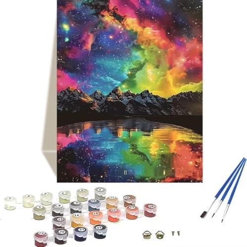 LUOLYYEI Malen Nach Zahlen Erwachsene Sternenhimmel, Malen Nach Zahlen Kinder DIY Handgemalt Ölgemälde Kit für Anfänger und Erwachsene Mit Acrylfarbe Aurora Malen nach Zahlen 50 x 65 cm 1-R von LUOLYYEI