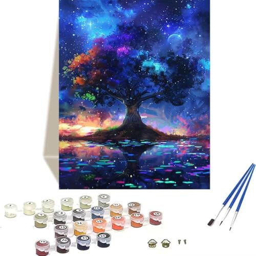 LUOLYYEI Malen Nach Zahlen Erwachsene Sternenhimmel, Malen Nach Zahlen Kinder DIY Handgemalt Ölgemälde Kit für Anfänger und Erwachsene Mit Acrylfarbe Landschaft Malen nach Zahlen 100 x 135 cm 6-7 von LUOLYYEI