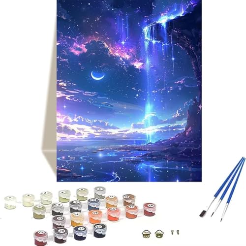 LUOLYYEI Malen Nach Zahlen Erwachsene Sternenhimmel, Malen Nach Zahlen Kinder DIY Handgemalt Ölgemälde Kit für Anfänger und Erwachsene Mit Acrylfarbe Landschaft Malen nach Zahlen 50 x 65 cm 5-Z von LUOLYYEI