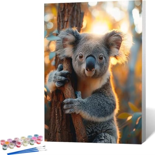 LUOLYYEI Malen Nach Zahlen Erwachsene Tier Koala, DIY Ölmalerei Bastelset für Anfänger und Kinder, inklusive Knitterfreie Leinwand, Acryl Farben Und Pinsel, Geeignet Home Haus Deko- 30 x 40 cm U-9 von LUOLYYEI