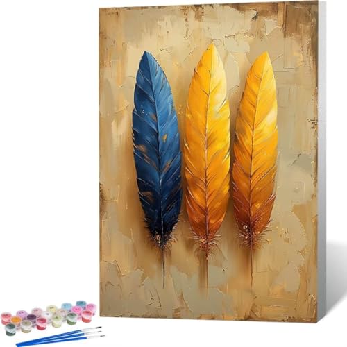 LUOLYYEI Malen Nach Zahlen Erwachsene Traum Feder- Malen Nach Zahlen DIY Handgemalt Ölgemälde Kit für Anfänger, Pinseln und Acrylfarbe Handgemalt Ölgemälde Kit Als Geschenk 30 x 40 cm 3-0 von LUOLYYEI