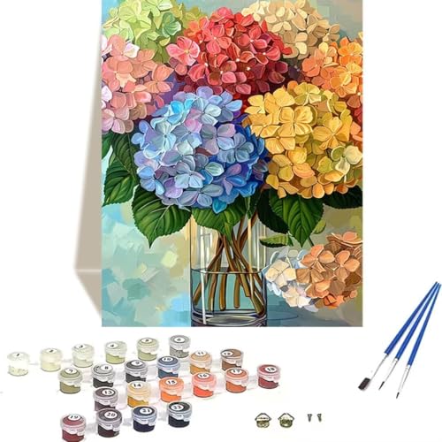 LUOLYYEI Malen Nach Zahlen Erwachsene Vase, Malen Nach Zahlen Blume Malen Nach Zahlen Kinder Handgemalt Ölgemälde Kit für Anfänger und Kinder und Acrylfarbe Malen nach Zahlen-40 x 50 cm U-G von LUOLYYEI