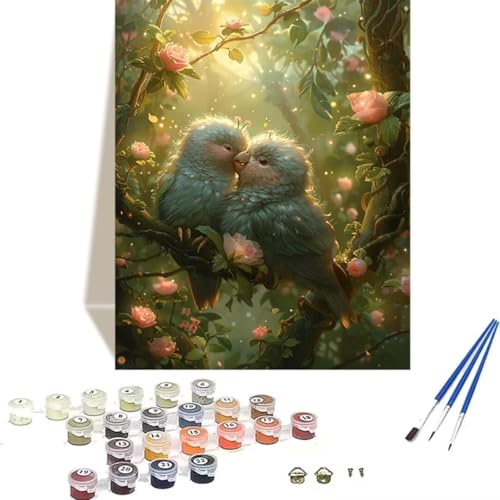 LUOLYYEI Malen Nach Zahlen Erwachsene Vogel, Wald Malen Nach Zahlen Kinder DIY Leinen Leinwand Ölgemälde Kits, Home Haus Decor Geschenk mit Pinsel und Acrylpigment, (40x50cm) (Ohne Rahmen) 5-4 von LUOLYYEI