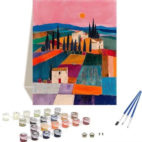 LUOLYYEI Malen nach Zahlen Komplett Set, Malen Nach Zahlen Kinder Acrylfarben, Pinseln, Zubehör, Geschenkbox - Abstrakt DIY Gemälde Bastelset Kit mit Leinwand für Erwachsene, 70 x 95 cm, Sonne 9-5 von LUOLYYEI