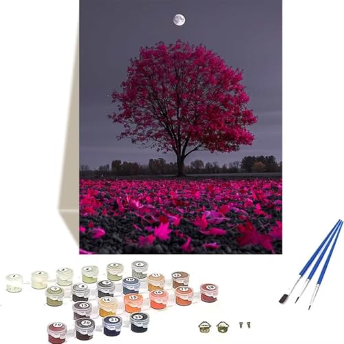 LUOLYYEI Malen nach Zahlen Komplett Set, Malen Nach Zahlen Kinder Acrylfarben, Pinseln, Zubehör, Geschenkbox - Baum DIY Gemälde Bastelset Kit mit Leinwand für Erwachsene, 70 x 95 cm, Mond A-3 von LUOLYYEI