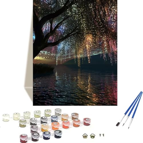 LUOLYYEI Malen nach Zahlen Komplett Set, Malen Nach Zahlen Kinder Acrylfarben, Pinseln, Zubehör, Geschenkbox - Baum DIY Gemälde Bastelset Kit mit Leinwand für Erwachsene, 70 x 95 cm, Wald B-Z von LUOLYYEI