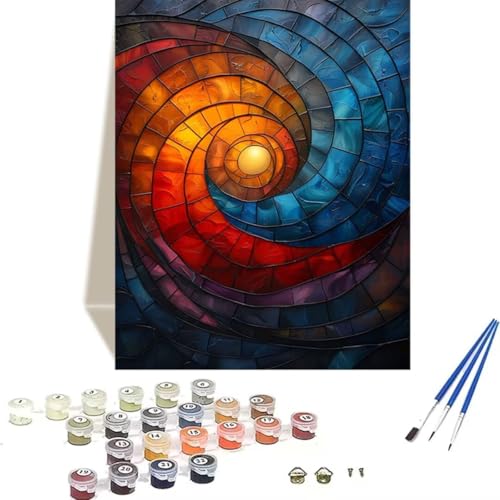 LUOLYYEI Malen nach Zahlen Komplett Set, Malen Nach Zahlen Kinder Acrylfarben, Pinseln, Zubehör, Geschenkbox - Traum DIY Gemälde Bastelset Kit mit Leinwand für Erwachsene, 70 x 95 cm, Abstrakt I-W von LUOLYYEI