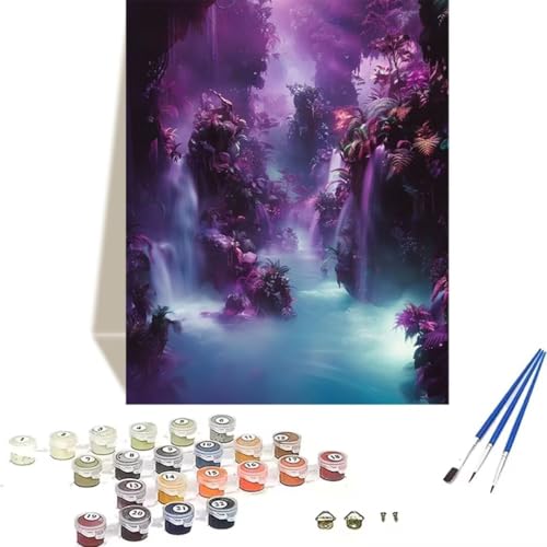 LUOLYYEI Malen nach Zahlen Komplett Set, Malen Nach Zahlen Kinder Acrylfarben, Pinseln, Zubehör, Geschenkbox - Wald DIY Gemälde Bastelset Kit mit Leinwand für Erwachsene, 70 x 95 cm, Fallen X-0 von LUOLYYEI