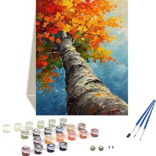 LUOLYYEI Malen nach Zahlen für Erwachsene: Beginner to Advanced Number Painting Kit Malen Nach Zahlen Kinder – Baum DIY Kunst and Crafts – Kits enthalten Acrylfarbe – Herbst 70 x 95 cm N-6 von LUOLYYEI