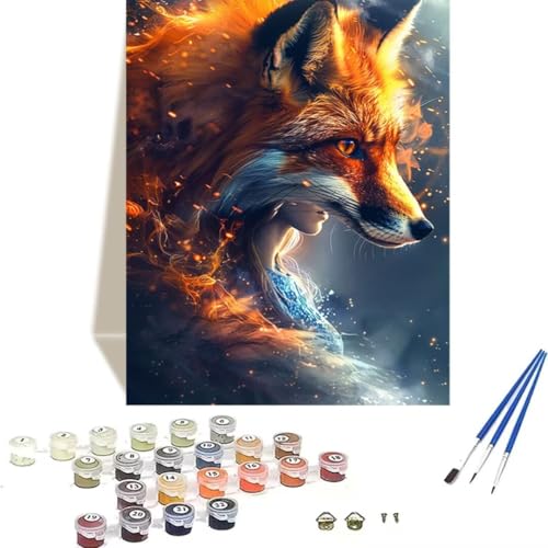 LUOLYYEI Malen nach Zahlen für Erwachsene: Beginner to Advanced Number Painting Kit Malen Nach Zahlen Kinder – Frau DIY Kunst and Crafts – Kits enthalten Acrylfarbe – Fuchs 40 x 50 cm C-1 von LUOLYYEI