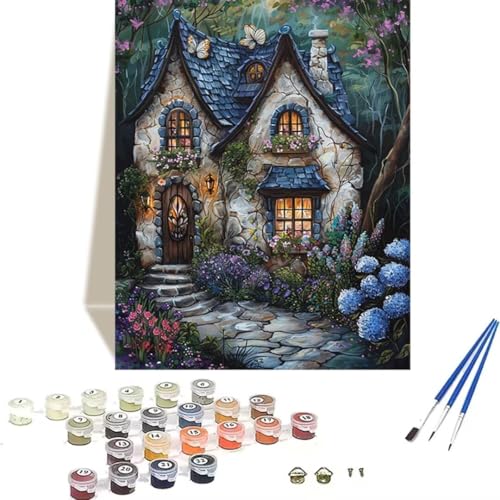 LUOLYYEI Malen nach Zahlen für Erwachsene: Beginner to Advanced Number Painting Kit Malen Nach Zahlen Kinder – HäUser DIY Kunst and Crafts – Kits enthalten Acrylfarbe – Wald 70 x 95 cm 6-8 von LUOLYYEI