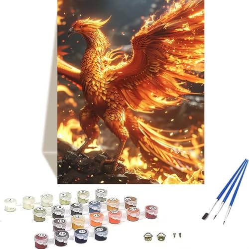 LUOLYYEI Malen nach Zahlen für Erwachsene: Beginner to Advanced Number Painting Kit Malen Nach Zahlen Kinder – Himmel DIY Kunst and Crafts – Kits enthalten Acrylfarbe – PhöNix 70 x 95 cm W-8 von LUOLYYEI