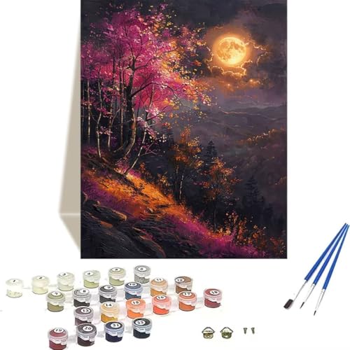 LUOLYYEI Malen nach Zahlen für Erwachsene: Beginner to Advanced Number Painting Kit Malen Nach Zahlen Kinder – Landschaft DIY Kunst and Crafts – Kits enthalten Acrylfarbe – Mond 70 x 95 cm A-S von LUOLYYEI