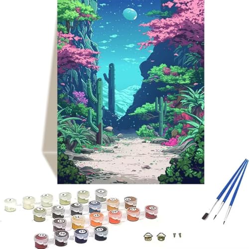 LUOLYYEI Malen nach Zahlen für Erwachsene: Beginner to Advanced Number Painting Kit Malen Nach Zahlen Kinder – Landschaft DIY Kunst and Crafts – Kits enthalten Acrylfarbe – Mond 70 x 95 cm U-6 von LUOLYYEI