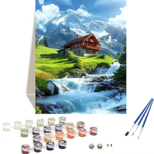 LUOLYYEI Malen nach Zahlen für Erwachsene: Beginner to Advanced Number Painting Kit Malen Nach Zahlen Kinder – Landschaft DIY Kunst and Crafts – Kits enthalten Acrylfarbe – Schneeberg 70 x 95 cm 6-7 von LUOLYYEI