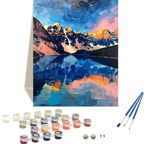 LUOLYYEI Malen nach Zahlen für Erwachsene: Beginner to Advanced Number Painting Kit Malen Nach Zahlen Kinder – Landschaft DIY Kunst and Crafts – Kits enthalten Acrylfarbe – Schneeberg 70 x 95 cm K-E von LUOLYYEI