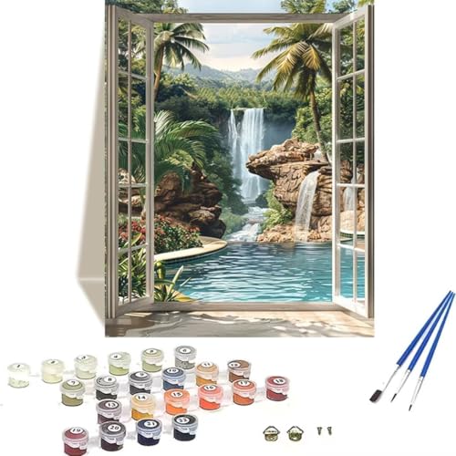 LUOLYYEI Malen nach Zahlen für Erwachsene: Beginner to Advanced Number Painting Kit Malen Nach Zahlen Kinder – Landschaft DIY Kunst and Crafts – Kits enthalten Acrylfarbe – Wald 70 x 95 cm 4-M von LUOLYYEI