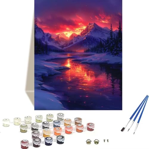 LUOLYYEI Malen nach Zahlen für Erwachsene: Beginner to Advanced Number Painting Kit Malen Nach Zahlen Kinder – Landschaft DIY Kunst and Crafts – Kits enthalten Acrylfarbe – Winter 70 x 95 cm L-P von LUOLYYEI