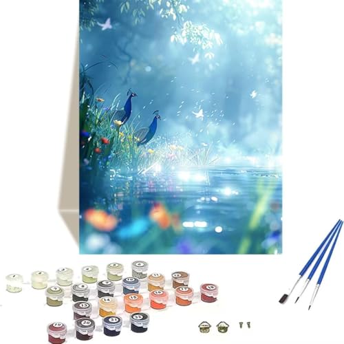 LUOLYYEI Malen nach Zahlen für Erwachsene: Beginner to Advanced Number Painting Kit Malen Nach Zahlen Kinder – Meer DIY Kunst and Crafts – Kits enthalten Acrylfarbe – Pfau 70 x 95 cm U-C von LUOLYYEI