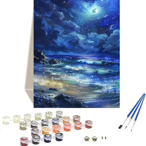 LUOLYYEI Malen nach Zahlen für Erwachsene: Beginner to Advanced Number Painting Kit Malen Nach Zahlen Kinder – Meer DIY Kunst and Crafts – Kits enthalten Acrylfarbe – Sternenhimmel 70 x 95 cm Q-0 von LUOLYYEI