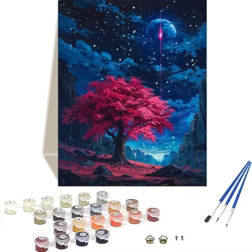 LUOLYYEI Malen nach Zahlen für Erwachsene: Beginner to Advanced Number Painting Kit Malen Nach Zahlen Kinder – Mond DIY Kunst and Crafts – Kits enthalten Acrylfarbe – Sternenhimmel 70 x 95 cm 5-2 von LUOLYYEI