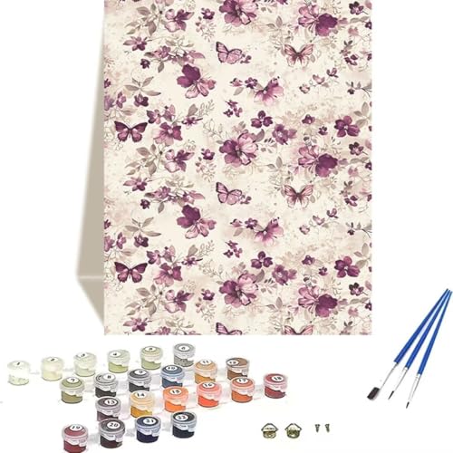 LUOLYYEI Malen nach Zahlen für Erwachsene: Beginner to Advanced Number Painting Kit Malen Nach Zahlen Kinder – Schmetterling DIY Kunst and Crafts – Kits enthalten Acrylfarbe – Blume 70 x 95 cm F-V von LUOLYYEI