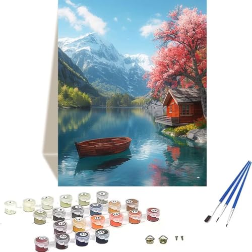 LUOLYYEI Malen nach Zahlen für Erwachsene: Beginner to Advanced Number Painting Kit Malen Nach Zahlen Kinder – Schneeberg DIY Kunst and Crafts – Kits enthalten Acrylfarbe – Landschaft 70 x 95 cm 4-K von LUOLYYEI